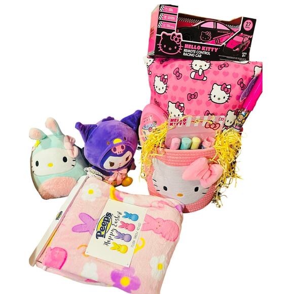 Hello Kitty Easter bundle large storage bin Peep 40 by 50 throw HK and Kuromi